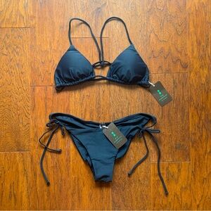 Mia Marcelle Black Braided Bikini Swimsuit Set | Size S/M